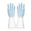 Luvas Quentes de Veludo para Limpeza Doméstica Atacado Lavar Roupas Longas Duráveis Cozinha Forradas com Fleece Impermeáveis Luvas de Borracha para Lavar