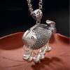 Peixe auspicioso borla de prata esterlina estilo retrô estilo étnico corrente para suéter colar longo moda tendência personalizado artístico