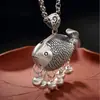 Pescado auspicioso borla de plata de ley estilo retro estilo étnico cadena para suéter collar largo tendencia de moda personalidad arte