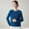 Suéter de Cachemira Suave Color Sólido para Mujer, Dobladillo Enrollado, Cuello Redondo, Holgado, Capa Base, Manga Larga, Tejido, Top Interior