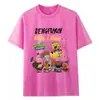 Camiseta de Manga Corta Estampada Estilo Retro Americano Desgastada Lavada de Verano para Mujer Tallas Grandes, Algodón Puro, Cuello Redondo, Top de Moda Versátil