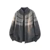 2026 Transfronterizo Otoño/Invierno Nuevo Retro Americano Cuello Alto Holgado Estilo Relajado Talla Grande Casual Cardigan de Punto Suéter para Hombre