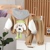 Traje de niño primavera y otoño 2024 nuevo conjunto de tres piezas de cachorro con espalda en T a rayas para bebé niño ropa infantil moda