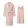 Lindo Conjunto Sexy de Lingerie/Pijama/Roupão para Casa 7751 com Decote V, Laço Tridimensional e Veludo Embossado Doce