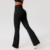Calça de Yoga Flare de Perna Larga Justa Estilo Europeu e Americano para Mulheres, Dupla Escovação para Sensação de Pele, Levanta Bumbum, Cintura Alta, Levemente Flare, Calça Longa Esportiva 52338