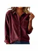 Camisa de Pana Transfronteriza 2026, Color Sólido, Cuello Campana, Chaqueta Casual Abotonada, Nueva Ropa de Mujer Europea y Americana para Otoño/Invierno en Amazon