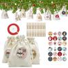 Contagem Regressiva de Natal de 24 Dias Sacos de Algodão com Cordão Decoração de Natal Sacos de Armazenamento de Presentes Sacos para Pendurar no Calendário