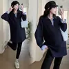 Conjunto de Maternidad Versátil de Dos Piezas para Primavera y Otoño 2026: Sudadera con Bloques de Color + Leggings