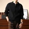 Cardigan de Tricô com Zíper Estilo Old Money Masculino 2026 Suéter Masculino com Gola Outono e Inverno para Homens de Meia-Idade e Jovens