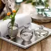 Vaso de Vidro Transparente Cor Dourada Pintado à Mão Novo Luxo Leve Transfronteiriço Conjunto de Três Peças Arranjo de Flores Dispositivo Hidropônico de Flores Ornamentos Artesanais