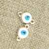 Plástico K Oro Doble Colgante Simple Colgante Redondo Azul Turquesa Godma Ojo del Diablo Conector de Pulsera