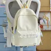 Mochila Fresca Estilo Coreano com Estampa Xadrez e Bolinhas com Acabamento em Renda, Pequena Mochila Escolar para Meninas, Adequada para Alunos do Ensino Fundamental II e Médio, Bolsa para Mulheres que se Deslocam
