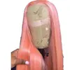 Amazon Transfronterizo Moda Europea y Americana Nueva Peluca Rosa de Encaje Frontal de Longitud Media Recta