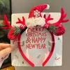 Diadema de Navidad Cabeza de Alce del Bosque Diadema de Cuernos Rojos Pinza para el Cabello Linda para Niñas Accesorios para el Cabello de Navidad para Adultos