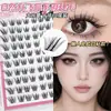 Cílios postiços grossos estilo mangá asiático sem cola, cílios finos estilo tailandês estilo raposa inclinados para mulheres de pele clara, cílios segmentados para fotografia