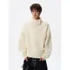 Suéter de Cuello Alto Irregular de Peso Alto para Hombre, Marca de Moda Otoño e Invierno, Estilo Old Money, Corte Holgado, Ropa de Punto Base Cálida