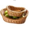 Plato Pequeño para Frutas de Mimbre Sintético Cesta de Almacenamiento Tejida Cesta de Snacks para Restaurante Cesta para Papas Fritas Cesta de Almacenamiento de Escritorio Venta al por Mayor