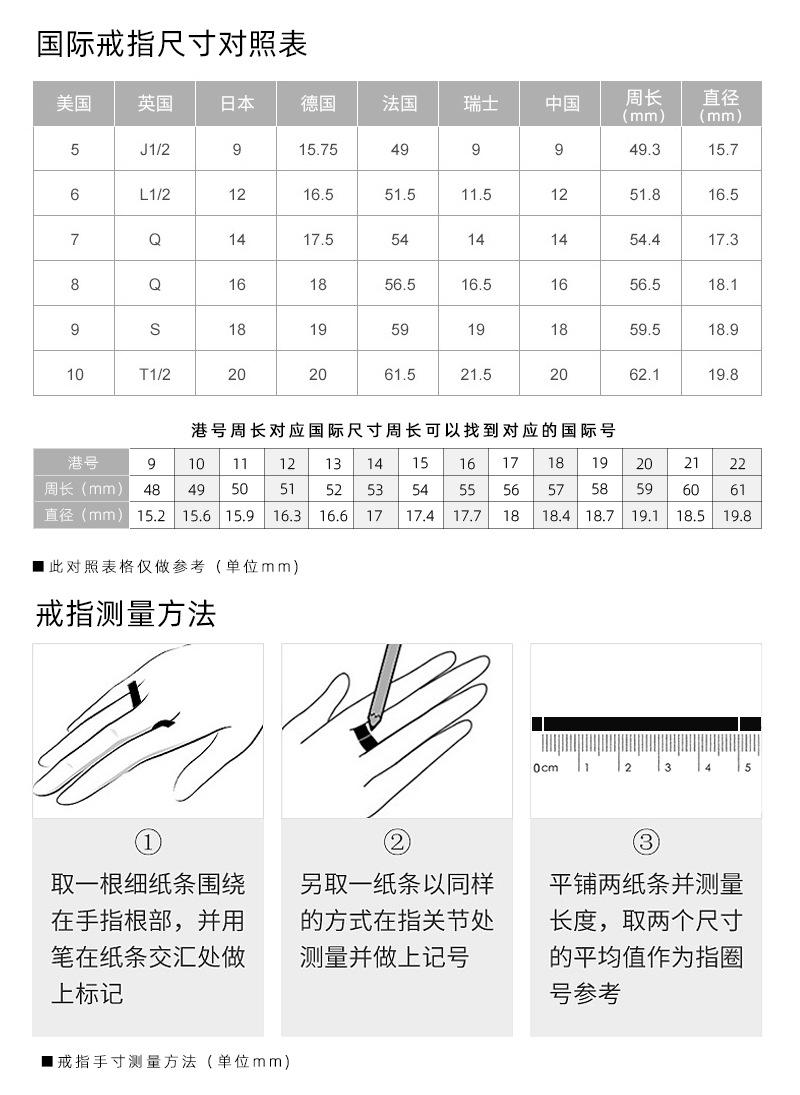 国际戒指尺寸对照表