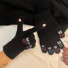Luvas de Inverno Femininas para Proteção contra o Frio, Luvas de Ciclismo de Cinco Dedos, Luvas de Algodão com Forro de Fleece, Luvas de Tricô Grossas para Exterior com Tela de Toque