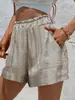 Shorts Metalizados Brilhantes Plissados de Perna Larga para Mulheres, Cintura Elástica Calças Casuais Soltas, Estilo Hot Girl Emagrecedor Versátil Hot Pants