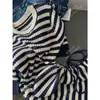 Vestido de punto a rayas de manga corta con cordón estilo nórdico nuevo de primavera temprana Yuran 26