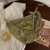Nueva Ropa Interior Sexy Estilo Puro Encaje Dulce para Mujer Pierna de Abertura Alta Cintura Baja Calzones de Perfil con Fondo de Seda