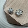 Botões de metal de flor incrustados de diamantes Chanel Estilo All-match Casaco feminino Manga grande Gola Roupas Botões femininos