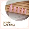 Unhas Usáveis para o Dia dos Namorados Formato Amêndoa Padrão de Coração Borda Francesa Rosa Unhas Manicure Unhas Postiças de Alta Qualidade Venda por Atacado