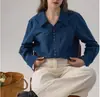 Diariamente na "Bibo Sea Salt" Camisa de Algodão Bordada Simples e Elegante para Mulheres para o Deslocamento Diário