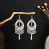 [Selección Premium] Pendientes Estilo Étnico de Minorías Vintage con Plata de Minorías Étnicas, Pendientes Largos Colgantes Florales Estilo Bohemio Único
