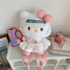 Mochila de Ombro Portátil de Pelúcia Gatinho Hello Kitty Coração de Menina Mochila Fofa de Rua Presente