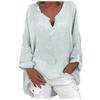 Camisa Holgada de Algodón y Lino de Talla Grande Producto Nuevo Transfronterizo Amazon Más Vendido Primavera y Otoño Cuello en V Color Sólido Top Camiseta de Algodón y Lino