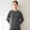 Camiseta Base de Punto 100% Cachemira Pura para Mujer, Nuevo Estilo Otoño/Invierno, Cuello Redondo Plano de 12 Puntos, Suéter Holgado y Sencillo