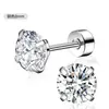 Aretes de Acero Inoxidable 3A con Circonitas, Barras Finas Brillantes y Rosca Externa, No es Necesario Quitárselos al Dormir, Joyería para Perforaciones de Acero Inoxidable con Diamantes