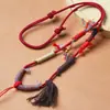 Colgante de Hilo de Algodón Enrollado a Mano con Borla Cuerda Tejida a Mano con Hueso de Oliva DIY Accesorios de Cuerda de Cera de Abeja de Tíbet Estilo Antiguo