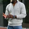 Amazon AliExpress Moda Masculina Otoño e Invierno Suéter de Punto de Canalé Vertical con Media Cremallera y Cuello Alto, Engrosado y Cálido