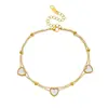 Tobillera en forma de corazón con cuentas blancas, cadena de doble capa chapada en oro, una tobillera elegante y versátil con un toque lujoso, un artículo muy vendido en Temu