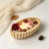 Molde de silicona para cuenco de almacenamiento ovalado con borde ondulado estilo Ins, molde para plato de frutas a rayas plisadas, portavelas