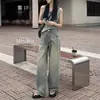 Jeans Vintage de Pierna Ancha con Dobladillo para Mujer, Novedad de Primavera, Cintura Alta, Adelgazantes, Tubo Recto Vintage, Pantalones Largos