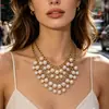 Collar de Perlas con Borlas Multicapa Exagerado Estilo Nuevo Europeo y Americano Versátil Accesorios de Collares de Moda Cadena para Clavícula Cadena para Suéter Venta al por Mayor