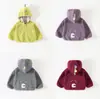 Elegante prenda exterior forrada de polar para bebé, chaqueta informal con cremallera para niño pequeño, chaqueta con capucha de dinosaurio, polar de otoño e invierno