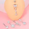 Nuevo Set de 5 Piezas de Amazon de Anillos para Ombligo con Circonita en Forma de Corazón, Tornillos de Acero Inoxidable para Piercing de Ombligo, Anillos para Ombligo de Mariposa y Corazón