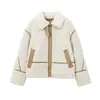 Nueva Ropa de Otoño 2025 para Mujer Estilo Europeo y Americano Moderna Cuello Redondo Cremallera Forro Polar Suave Chaqueta de Doble Cara