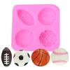 Molde de silicone de beisebol futebol futebol basquete flip açúcar chocolate bolo molde DIY molde de cozimento