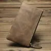 Minimalista Piel de Caballo Loco para Hombre Bolso para Teléfono Móvil de Piel de Vaca Cartera Larga Retro Ultradelgada de Cuero Genuino para Mujer Bolso de Mano Japonés y Coreano