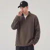 Sudadera Casual Elegante Nueva de Otoño 2026 para Hombre con Media Cremallera y Cuello Alto, Top Chaqueta Versátil de Corte Holgado con Mangas Raglán