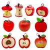 10 Frutas Resina Simulada Coração Maçã Vermelha Caroço de Maçã Pingente Pulseira Brincos Colar Acessórios de Joia DIY