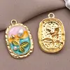 14 Gotas de Aceite Estilo Retro Francés Lujo Accesible Monet Perla Pintura al Óleo Colgante de Flor Pendientes DIY Collar Accesorios de Joyería