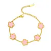 Pulseira de Trevo de Cinco Folhas Estilo Europeu e Americano, Pulseira da Sorte Elegante, Joia Moderna e Única, Presente de Festa e Viagem para Mulheres