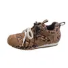 Tênis Casuais de Treino Alemães Suede Estampa Leopardo Retrô 2025 Nova Moda Outono Inverno Tênis de Solado Grosso para Mulheres Baixas